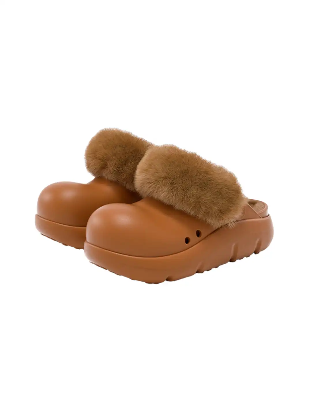 BEYS | Faux Fur Lined Slippers-Brown