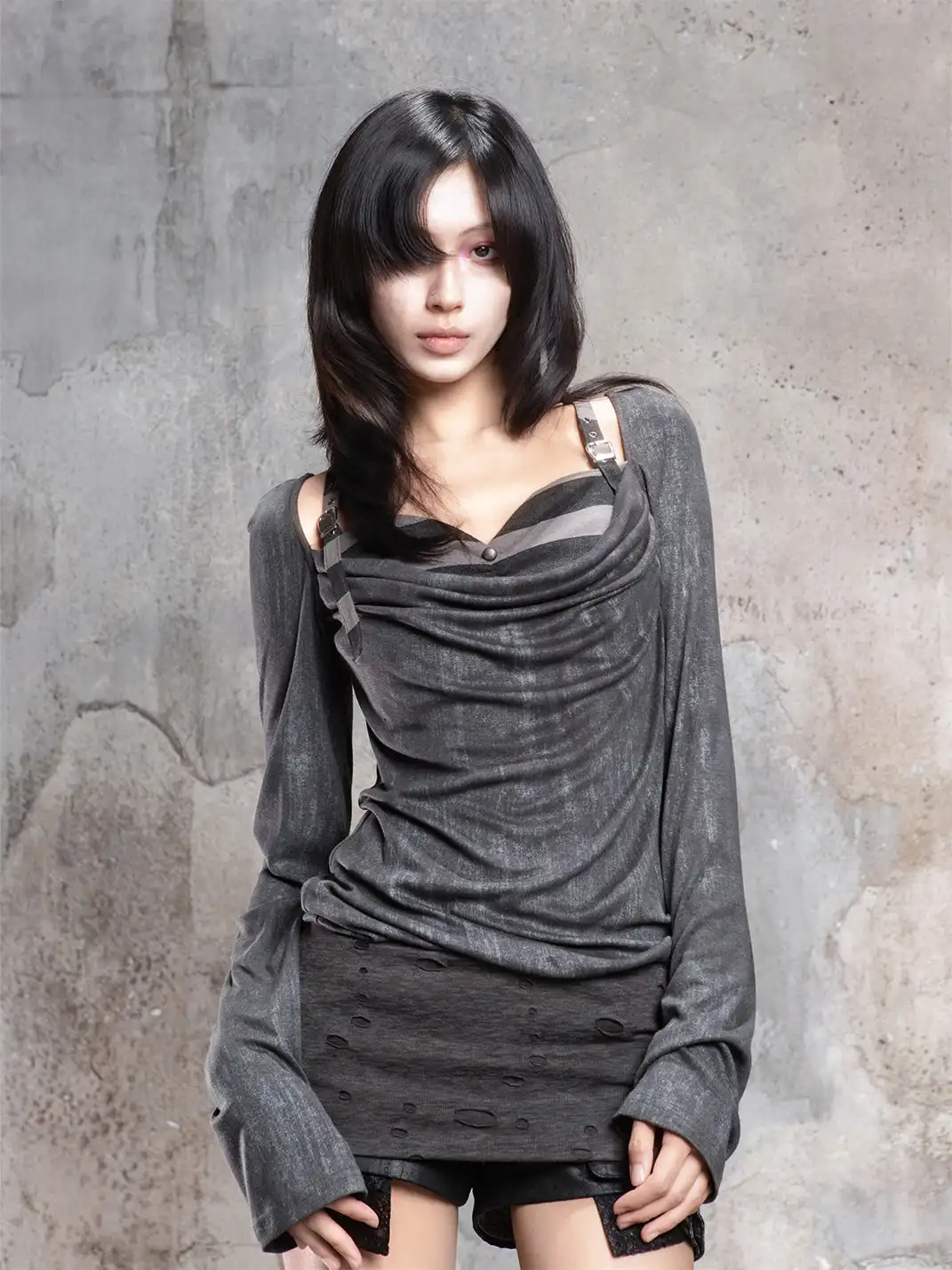 ARIADNAw | Off-Shoulder Ruffled Mid-Length Slimming Punk Top