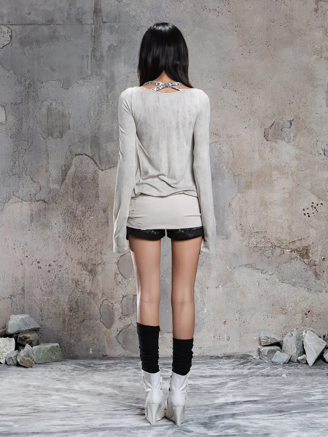 ARIADNAw | Off-Shoulder Ruffled Mid-Length Slimming Punk Top