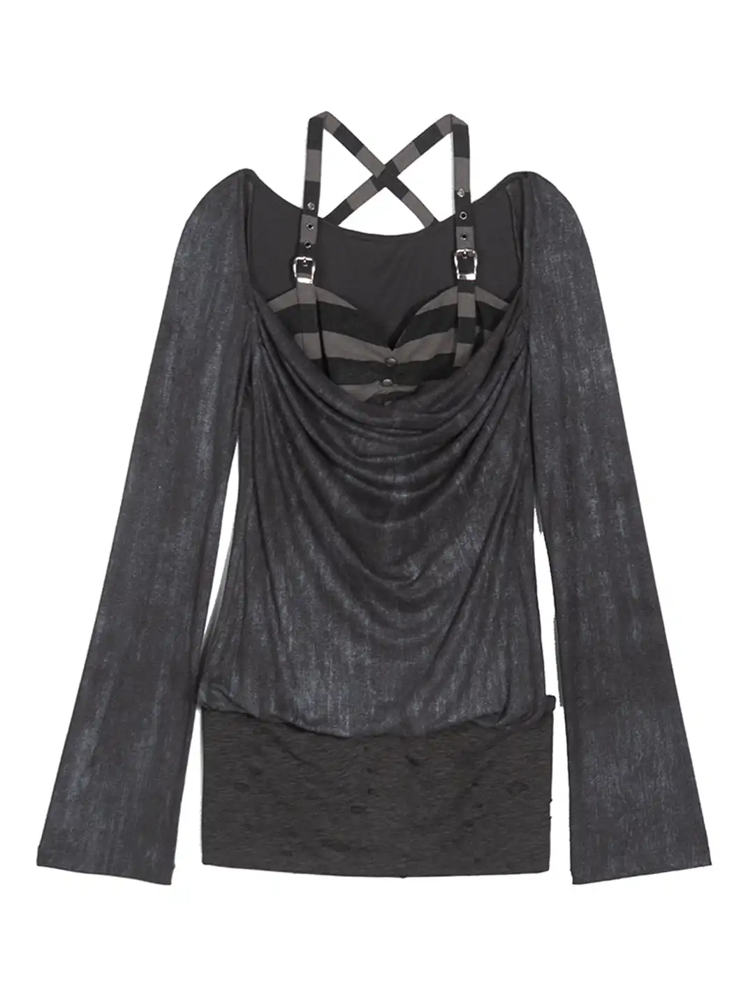 ARIADNAw | Off-Shoulder Ruffled Mid-Length Slimming Punk Top