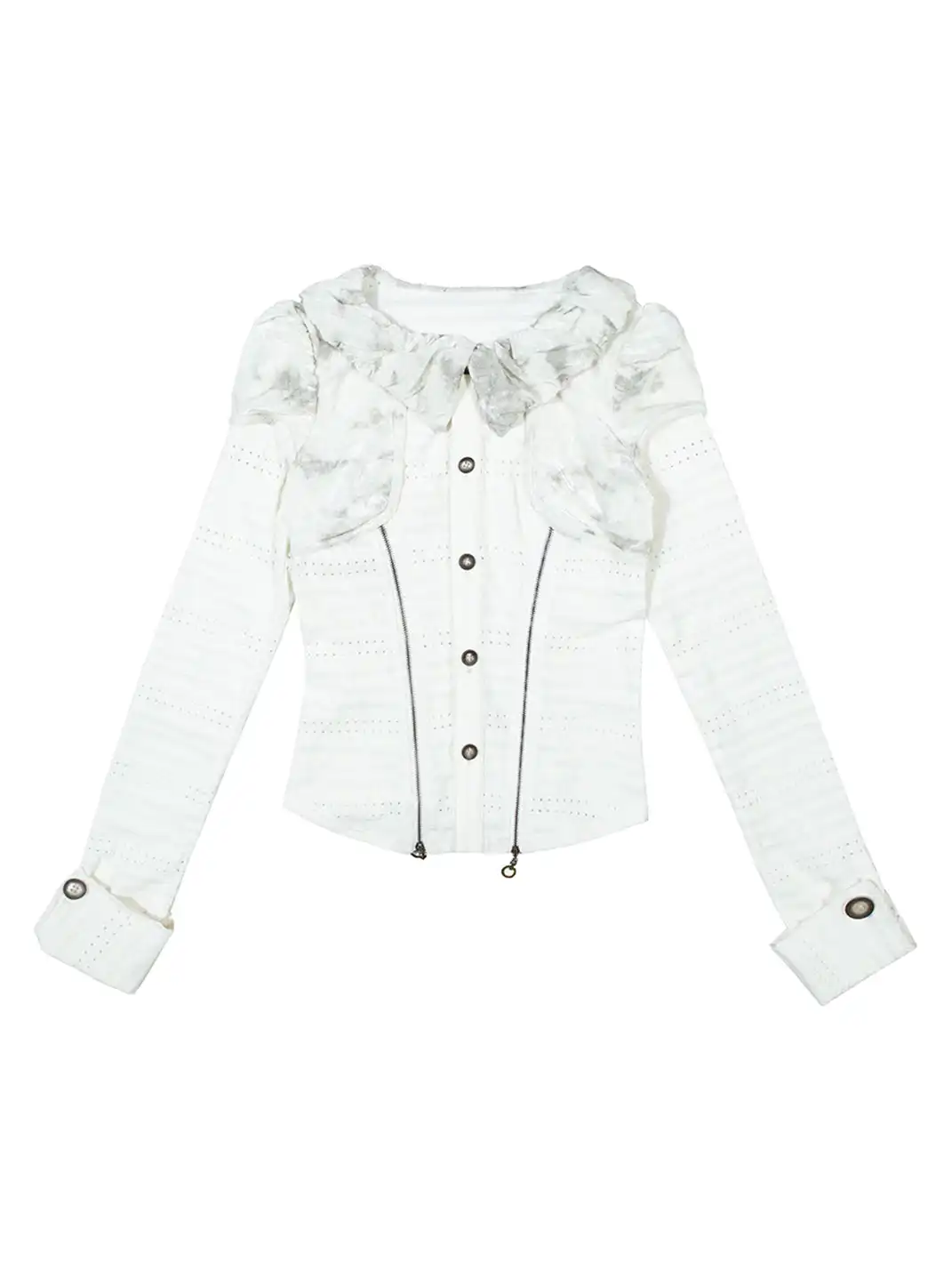 ARIADNAw | Bubble Neck Slim Long Sleeve Blouse