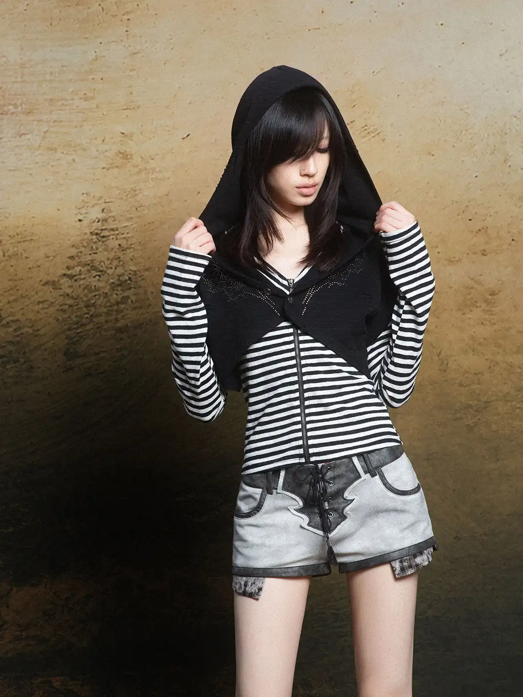 ARIADNAw | PU Patchwork Low Waist Shorts
