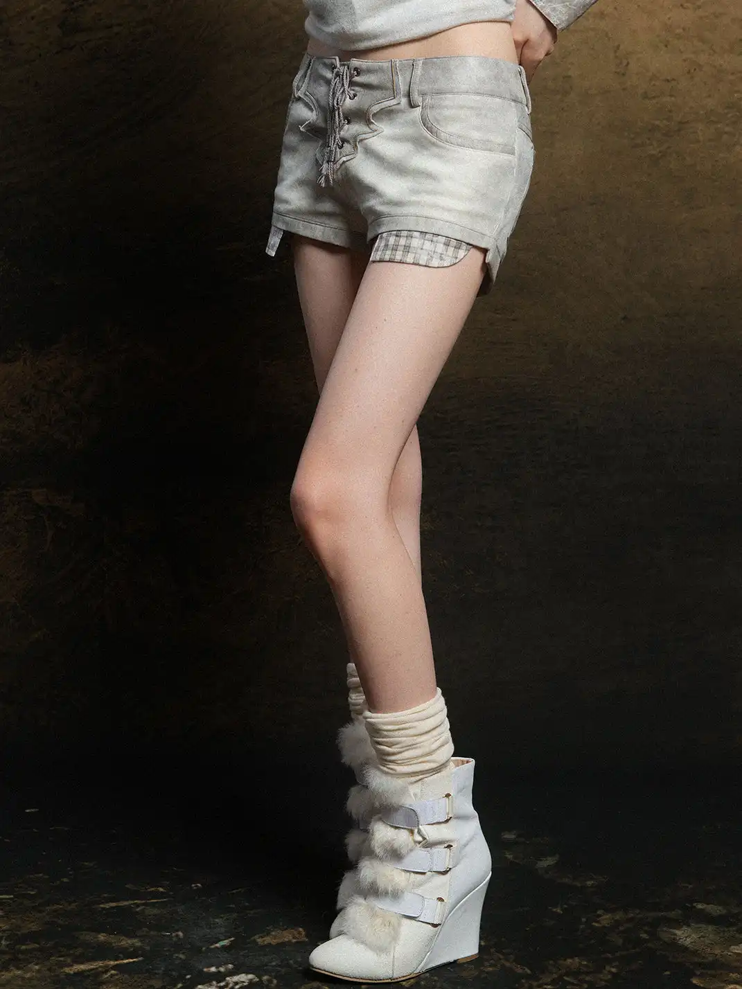 ARIADNAw | PU Patchwork Low Waist Shorts