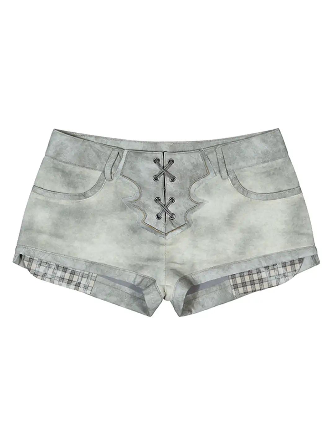 ARIADNAw | PU Patchwork Low Waist Shorts