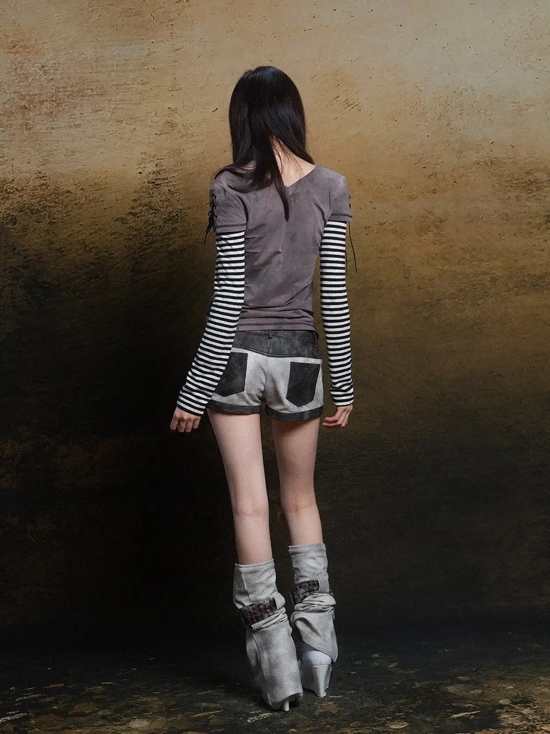 ARIADNAw | PU Patchwork Low Waist Shorts