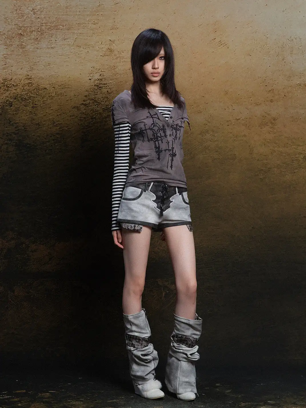 ARIADNAw | PU Patchwork Low Waist Shorts