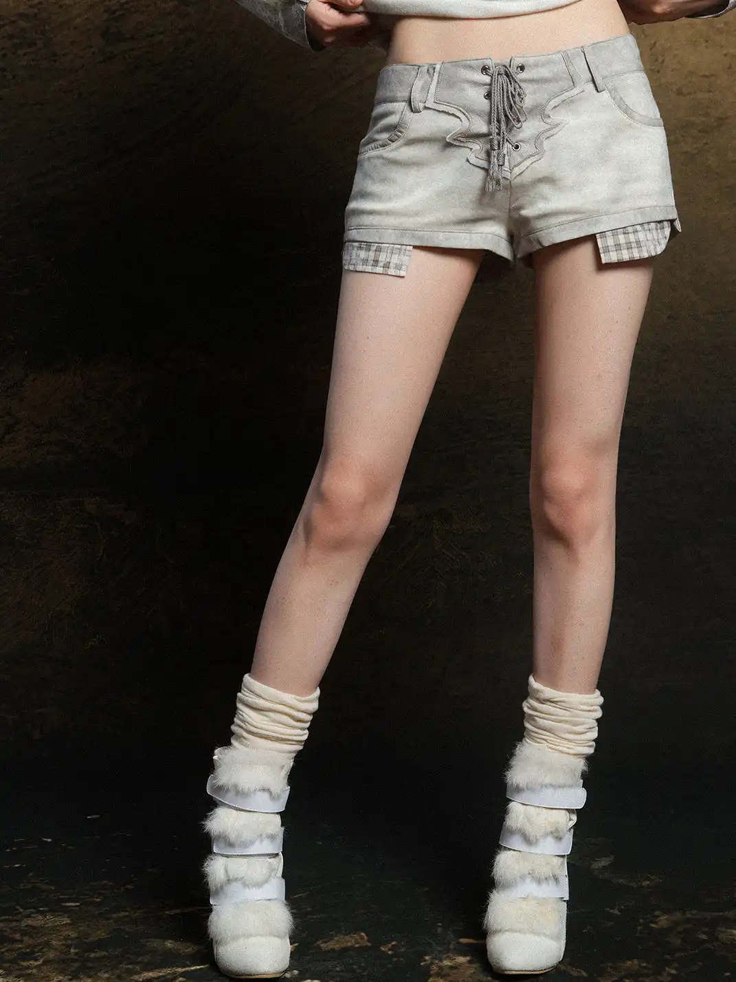 ARIADNAw | PU Patchwork Low Waist Shorts