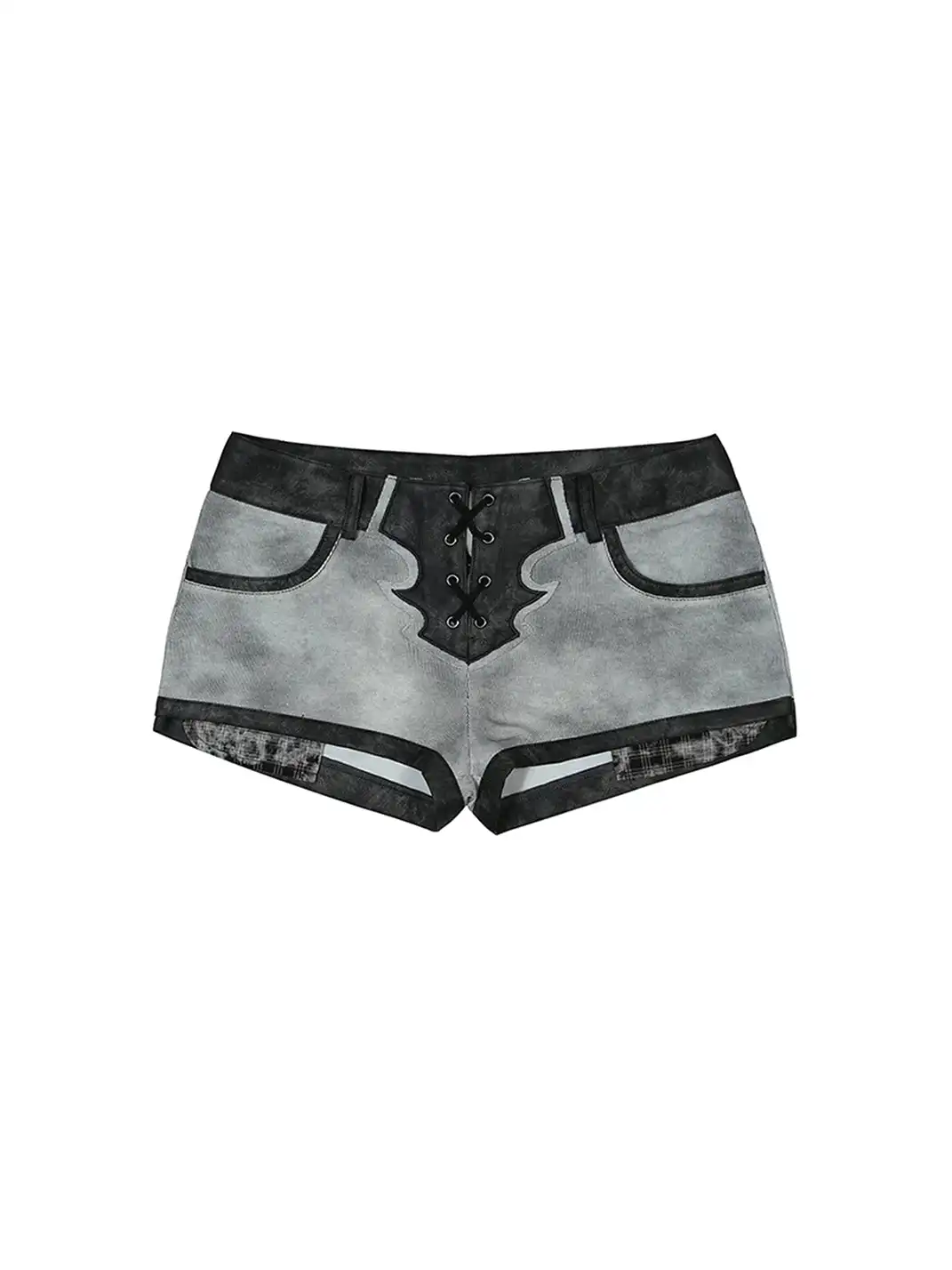 ARIADNAw | PU Patchwork Low Waist Shorts