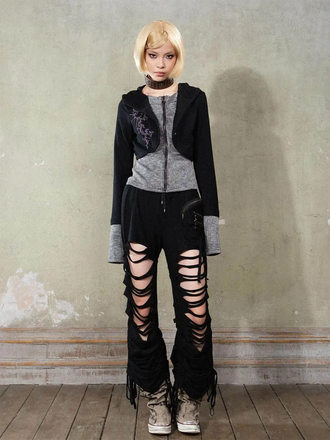 ARIADNAw | Y2K Patchwork Fake Two-piece Hoodie