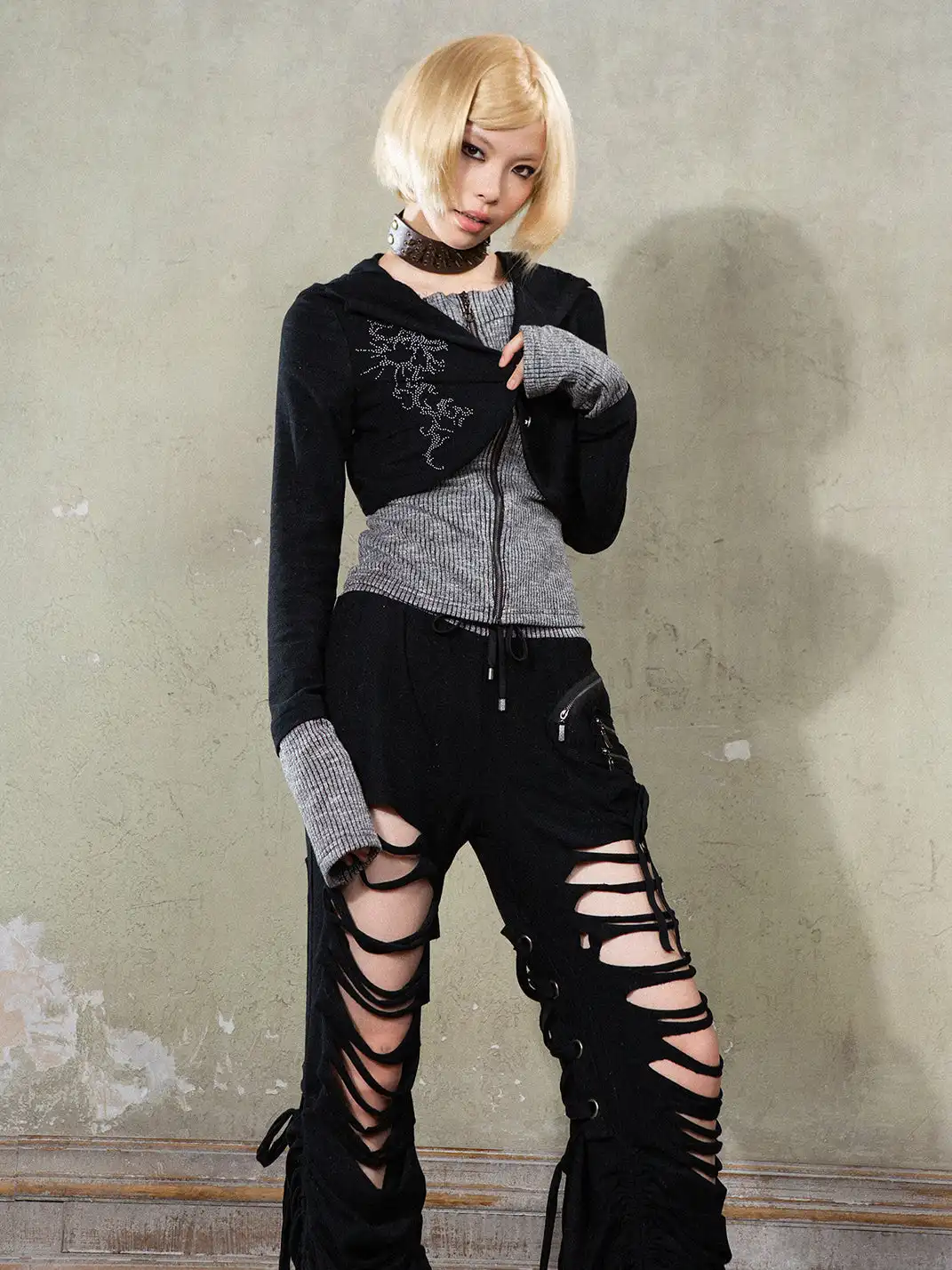ARIADNAw | Y2K Patchwork Fake Two-piece Hoodie