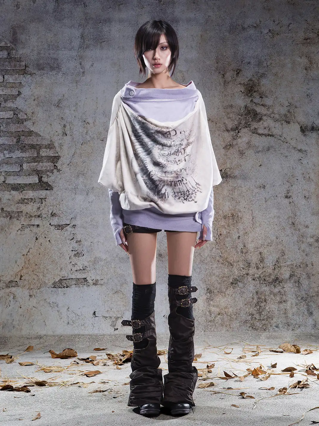 ARIADNAw | Batwing Sleeve Printed Off-the-Shoulder Top