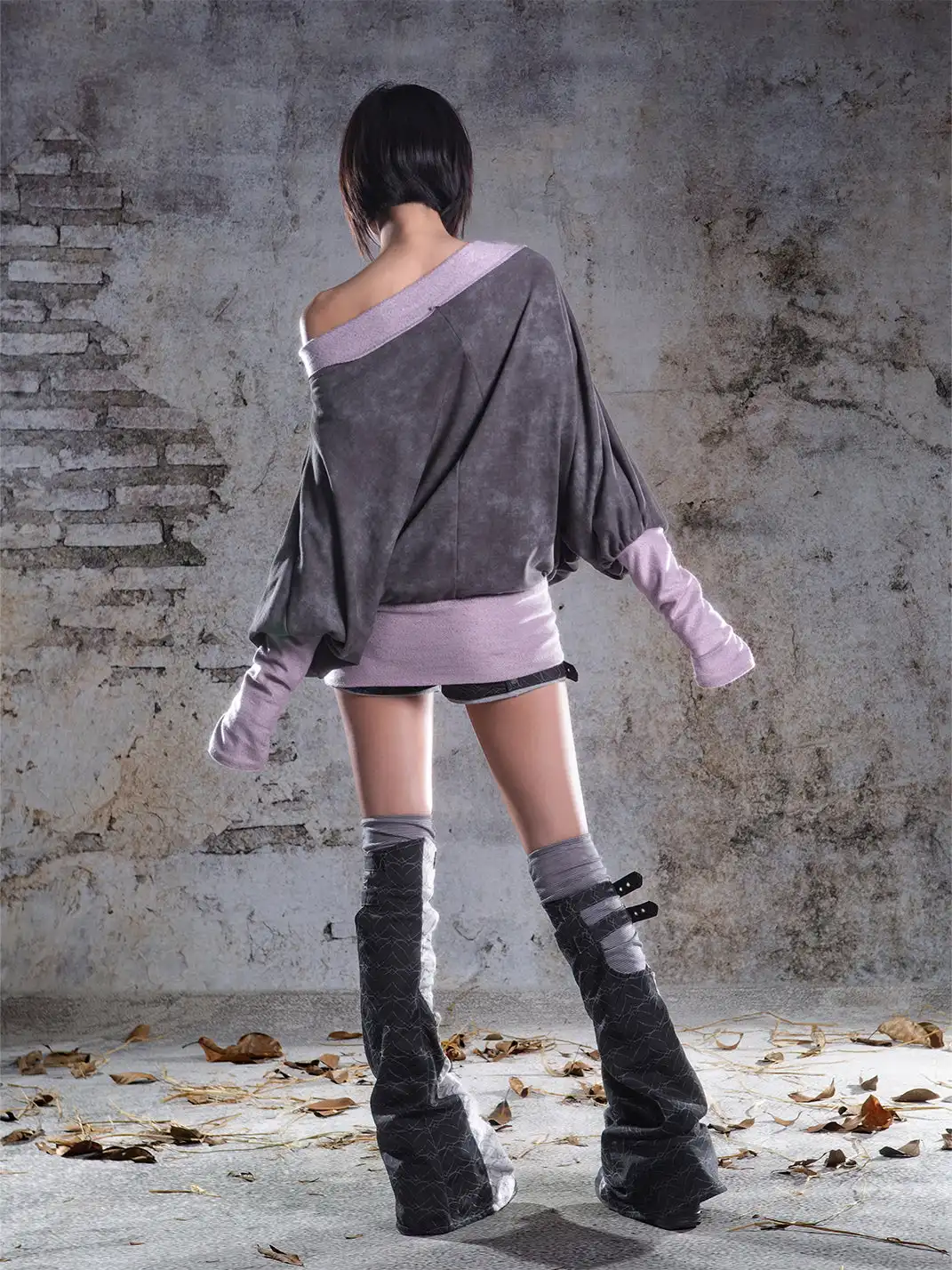 ARIADNAw | Batwing Sleeve Printed Off-the-Shoulder Top