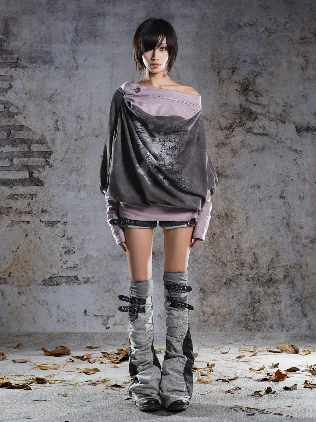 ARIADNAw | Batwing Sleeve Printed Off-the-Shoulder Top