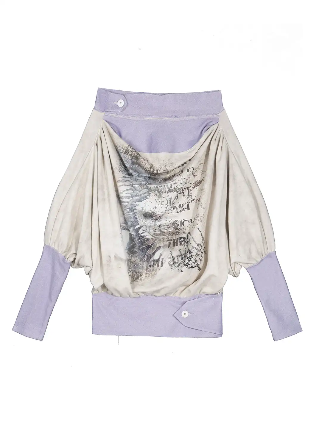 ARIADNAw | Batwing Sleeve Printed Off-the-Shoulder Top