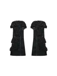 ARIADNAw | Heavy-Duty Punk Leather Patchwork Hairy Leg Warmers