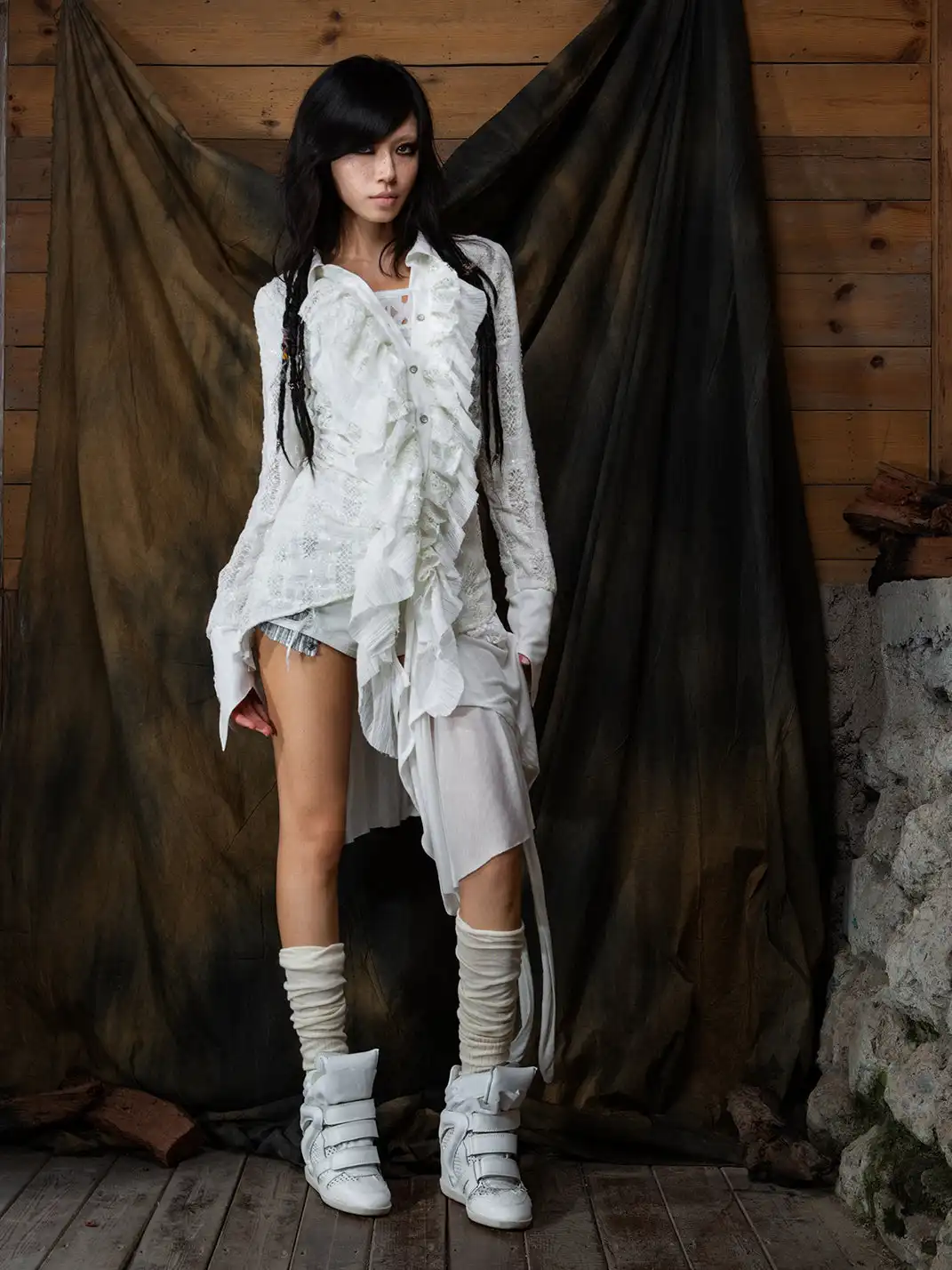ARIADNAw | Ruffled Asymmetric Cardigan