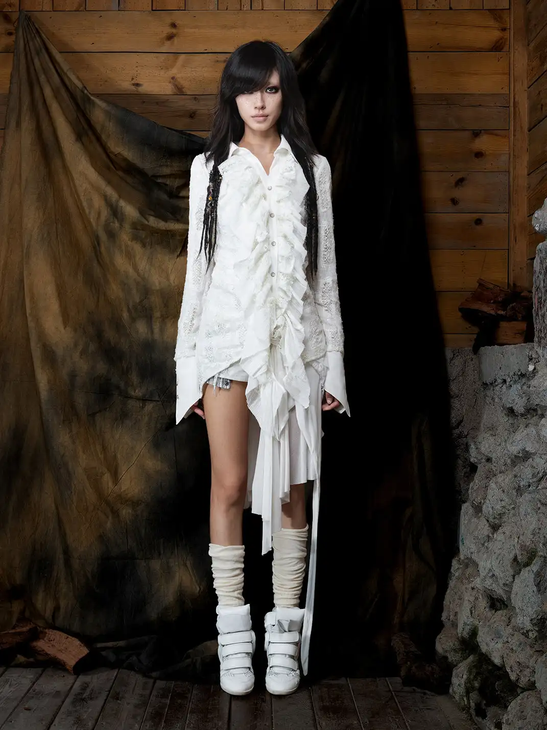 ARIADNAw | Ruffled Asymmetric Cardigan