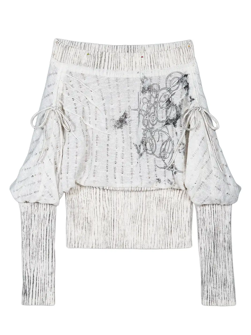 ARIADNAw | Retro Print Off-Shoulder Long Sleeve