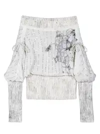 ARIADNAw | Retro Print Off-Shoulder Long Sleeve