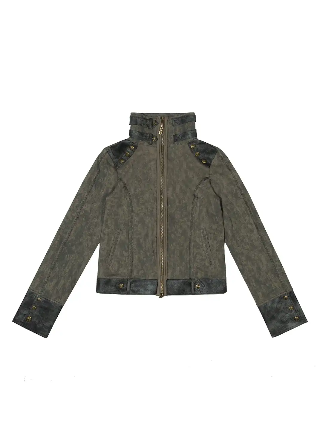 ARIADNAw | Hollow-Out Patchwork PU Jacket