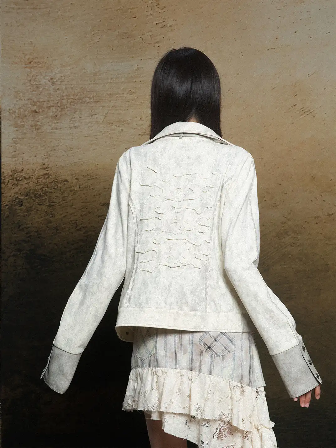 ARIADNAw | Hollow-Out Patchwork PU Jacket