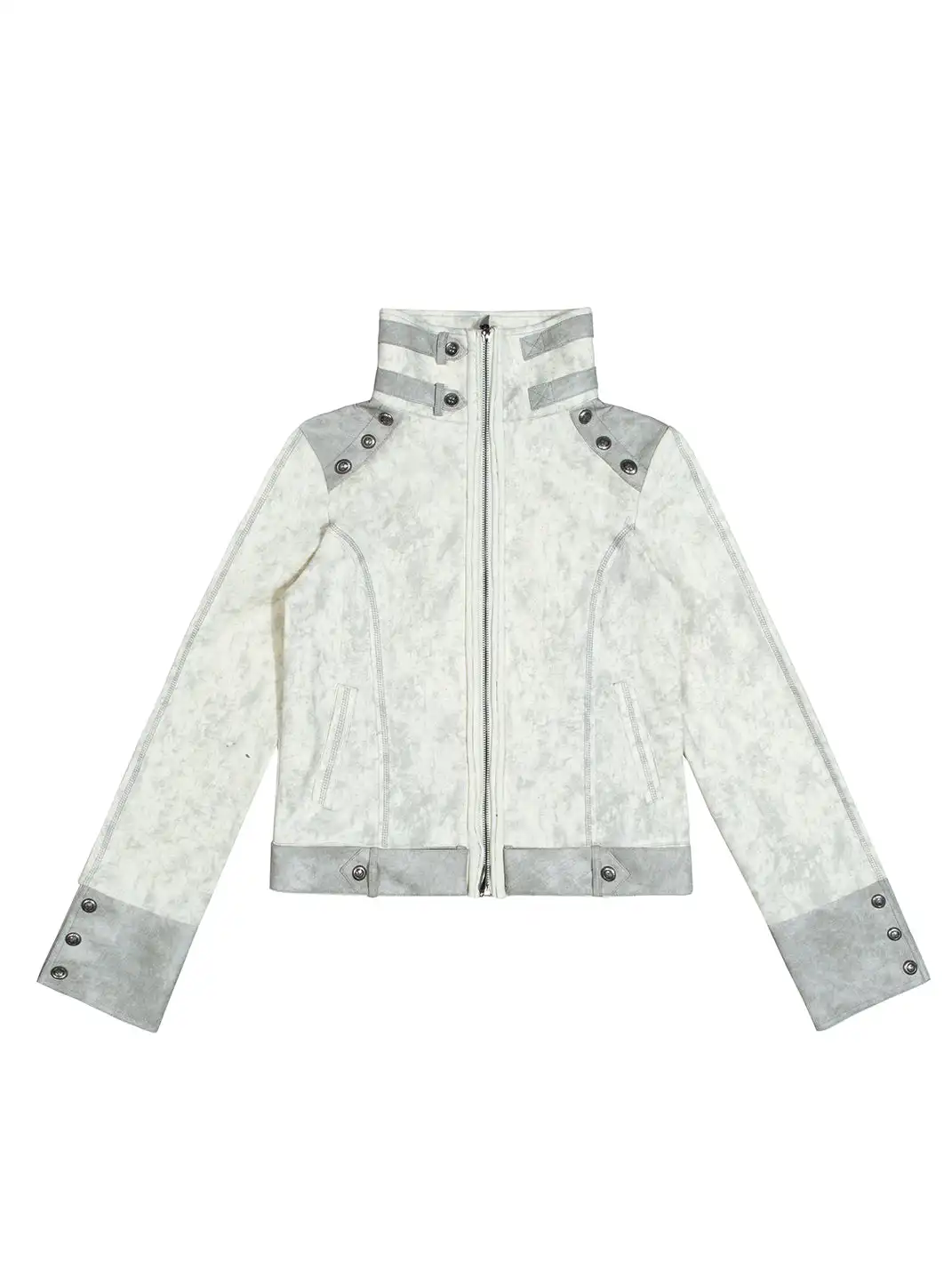 ARIADNAw | Hollow-Out Patchwork PU Jacket