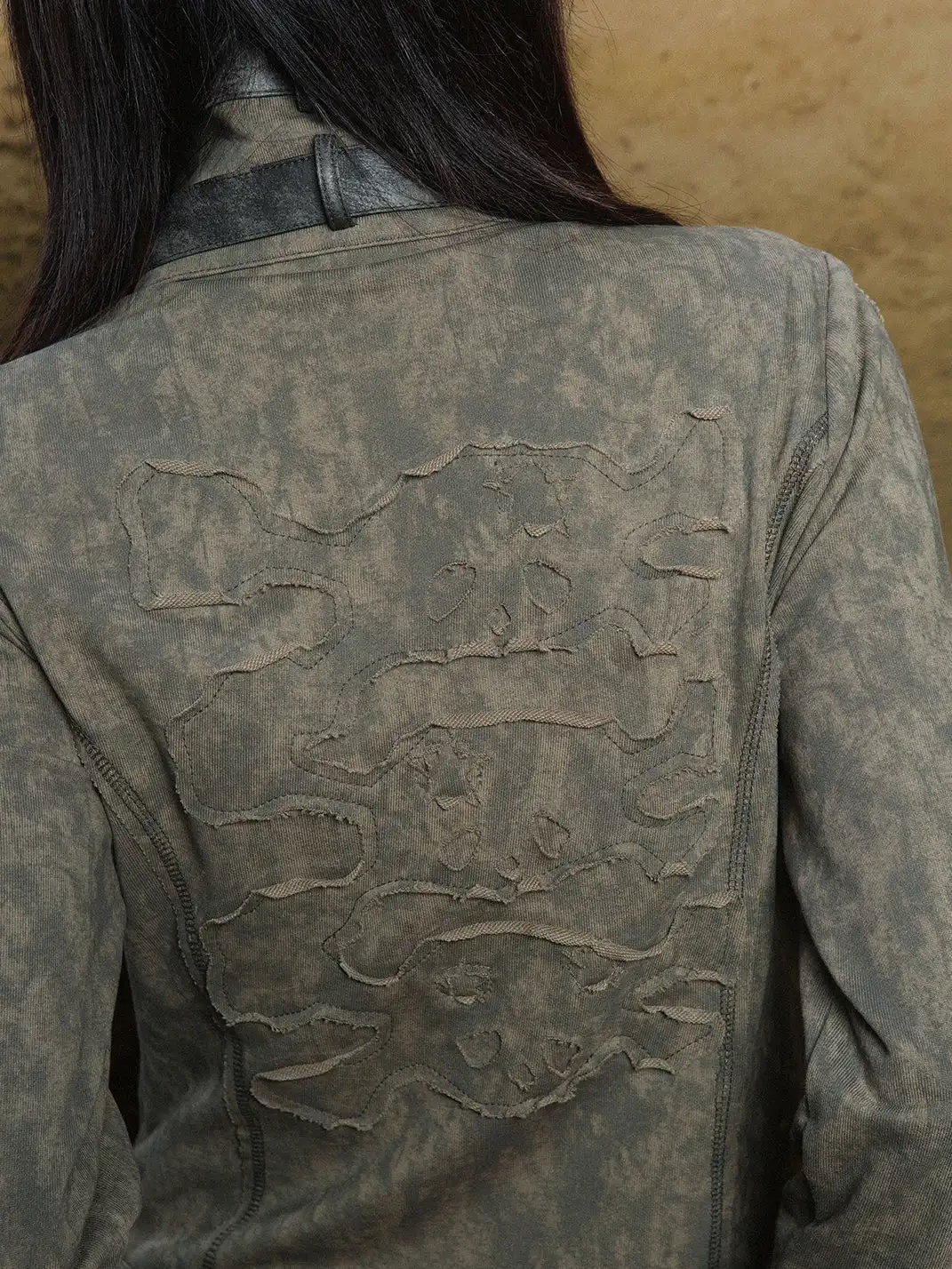 ARIADNAw | Hollow-Out Patchwork PU Jacket