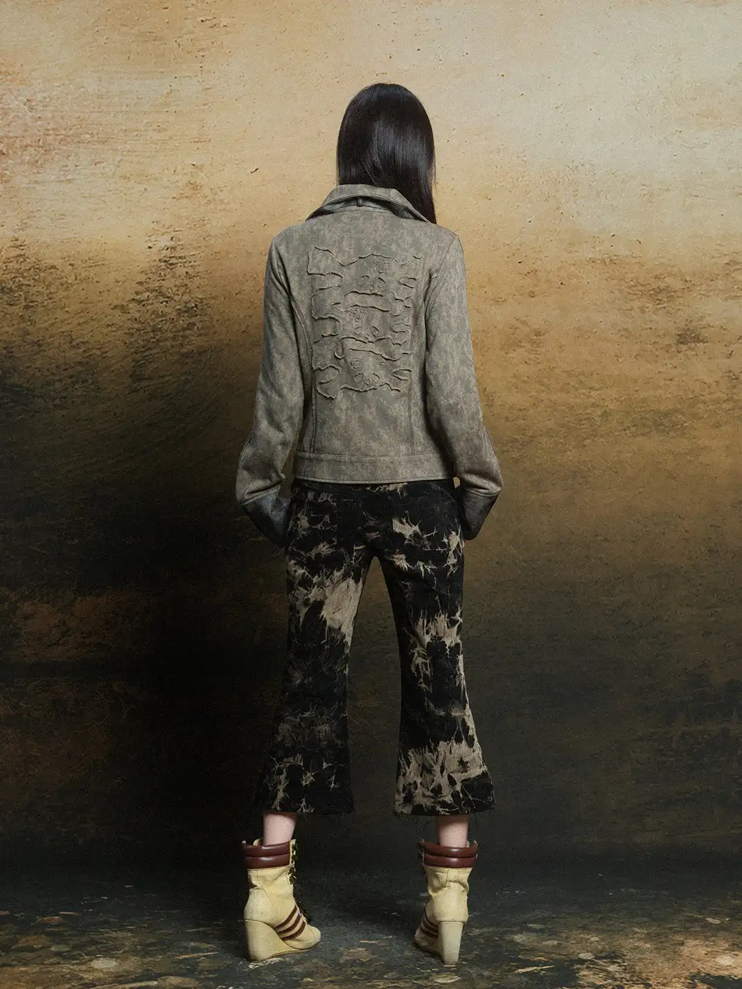 ARIADNAw | Hollow-Out Patchwork PU Jacket