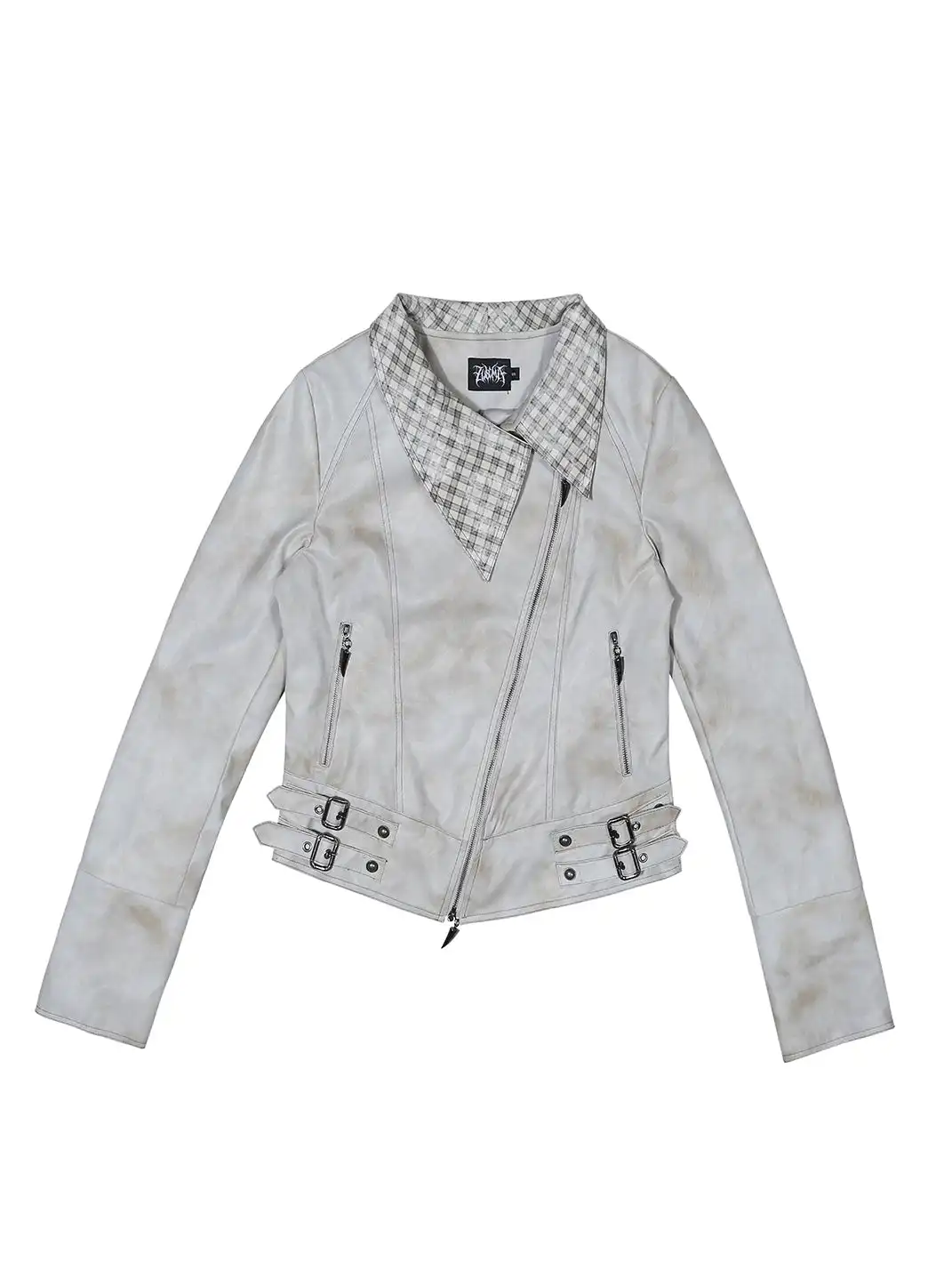 ARIADNAw | Asymmetric Collar Short Leather Jacket