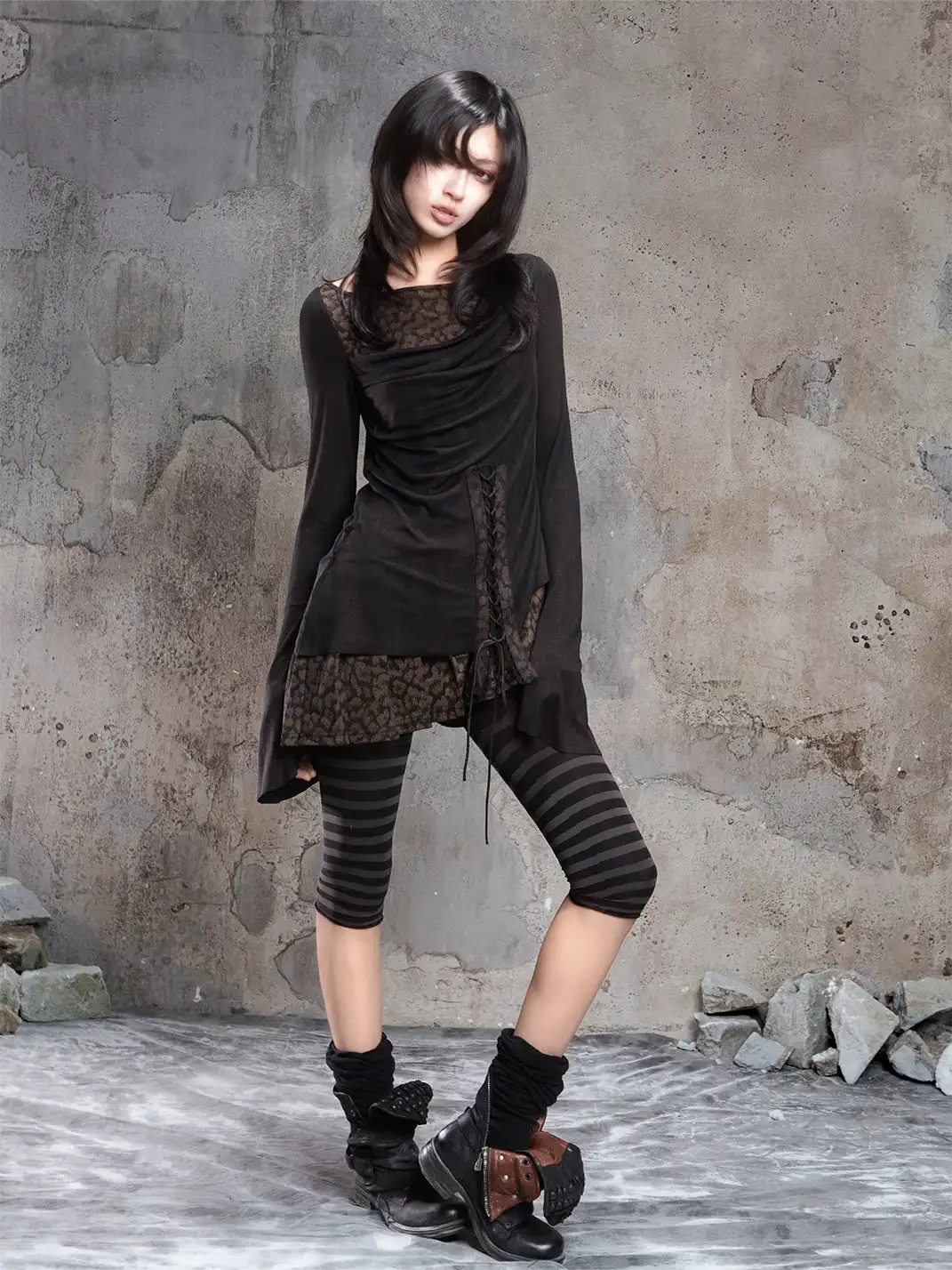 ARIADNAw | Fake Two-Piece Crew Neck Knit Blouse