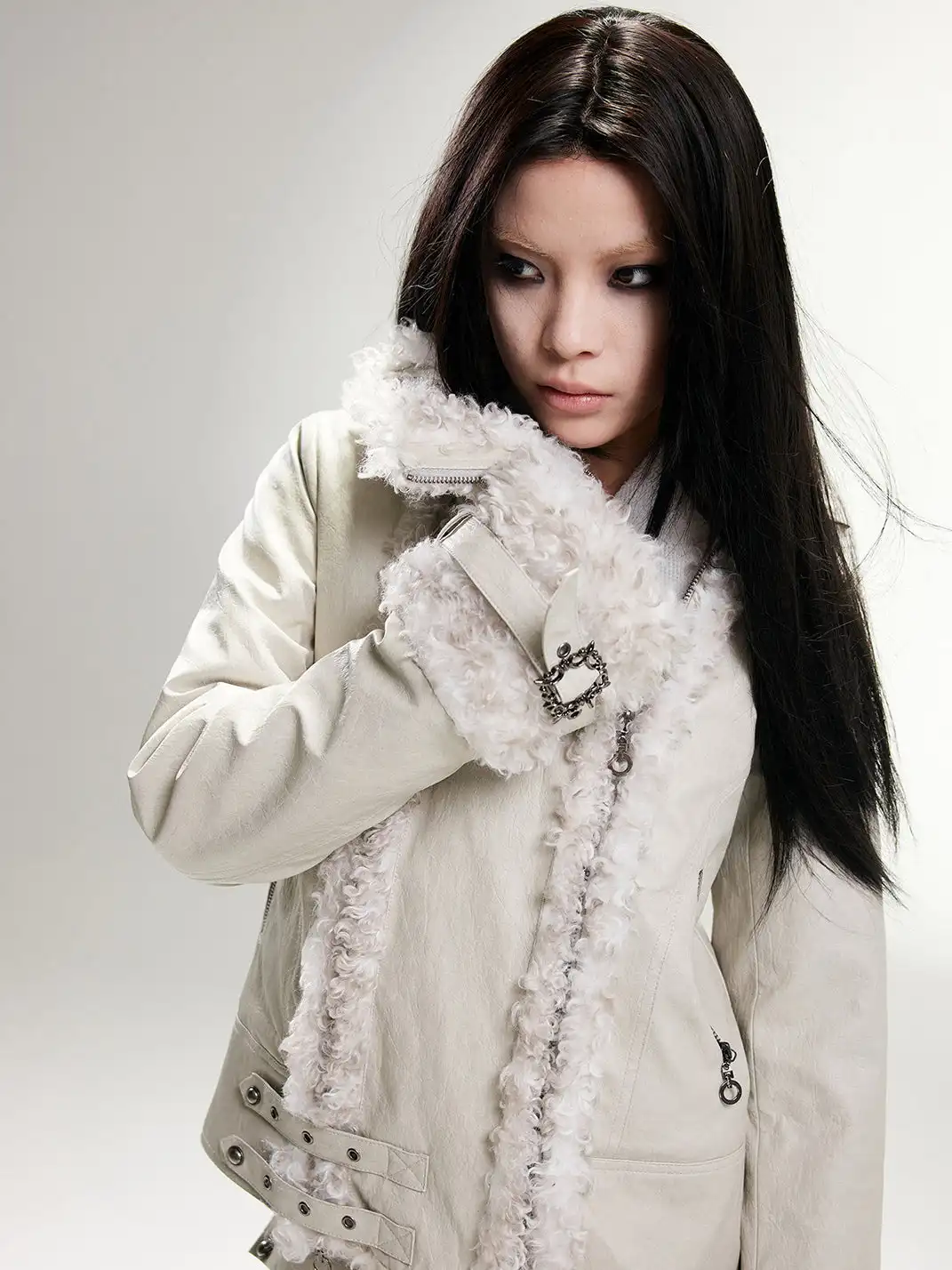 ARIADNAw | Padded Straight Leather Jacket