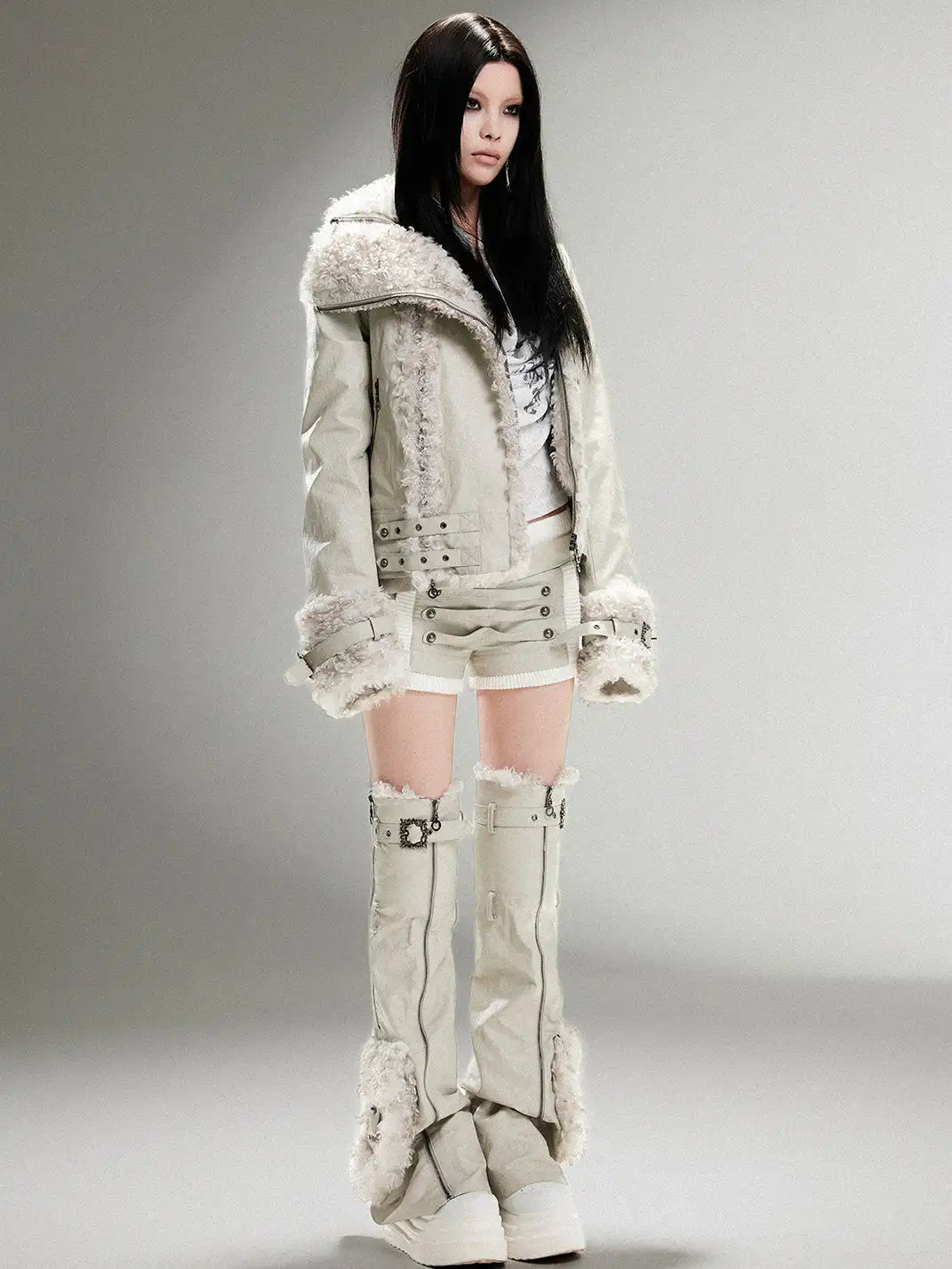 ARIADNAw | Padded Straight Leather Jacket