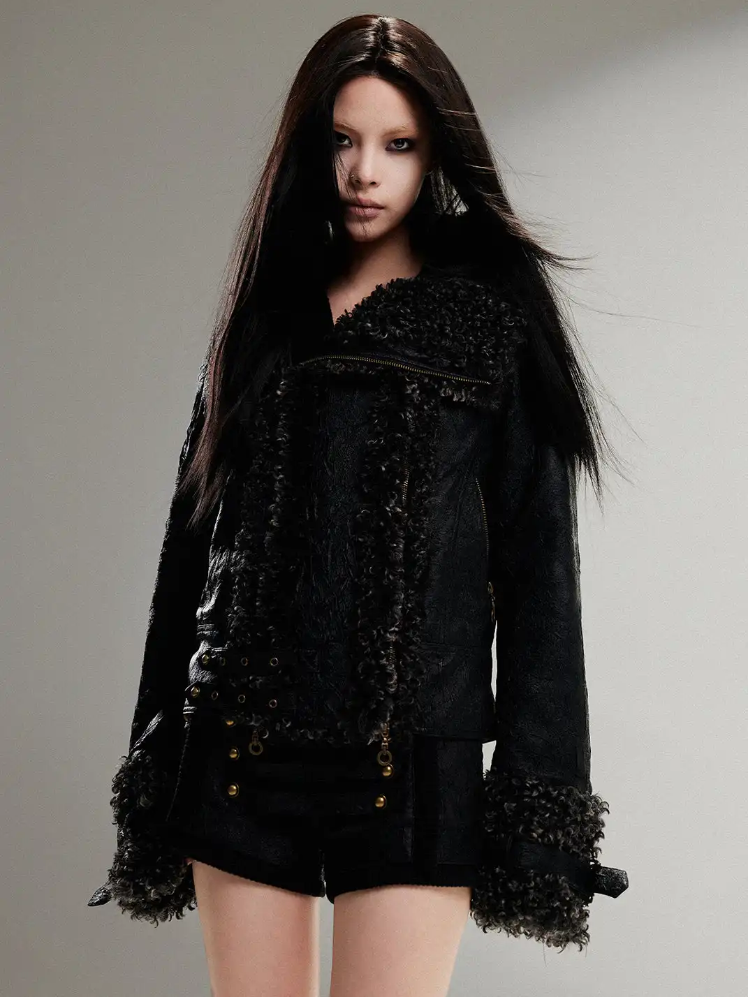 ARIADNAw | Padded Straight Leather Jacket