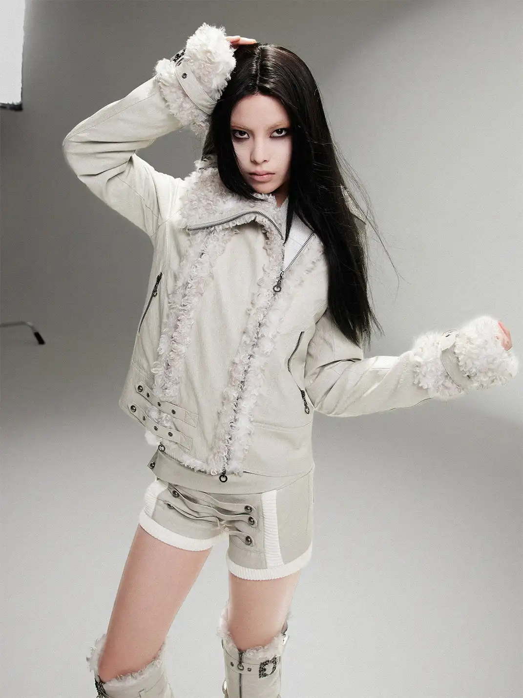 ARIADNAw | Padded Straight Leather Jacket