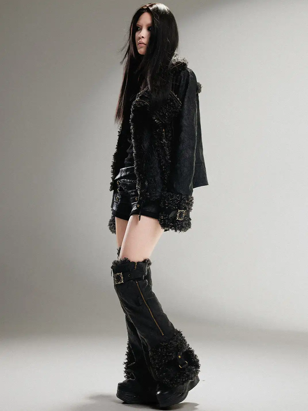 ARIADNAw | Padded Straight Leather Jacket