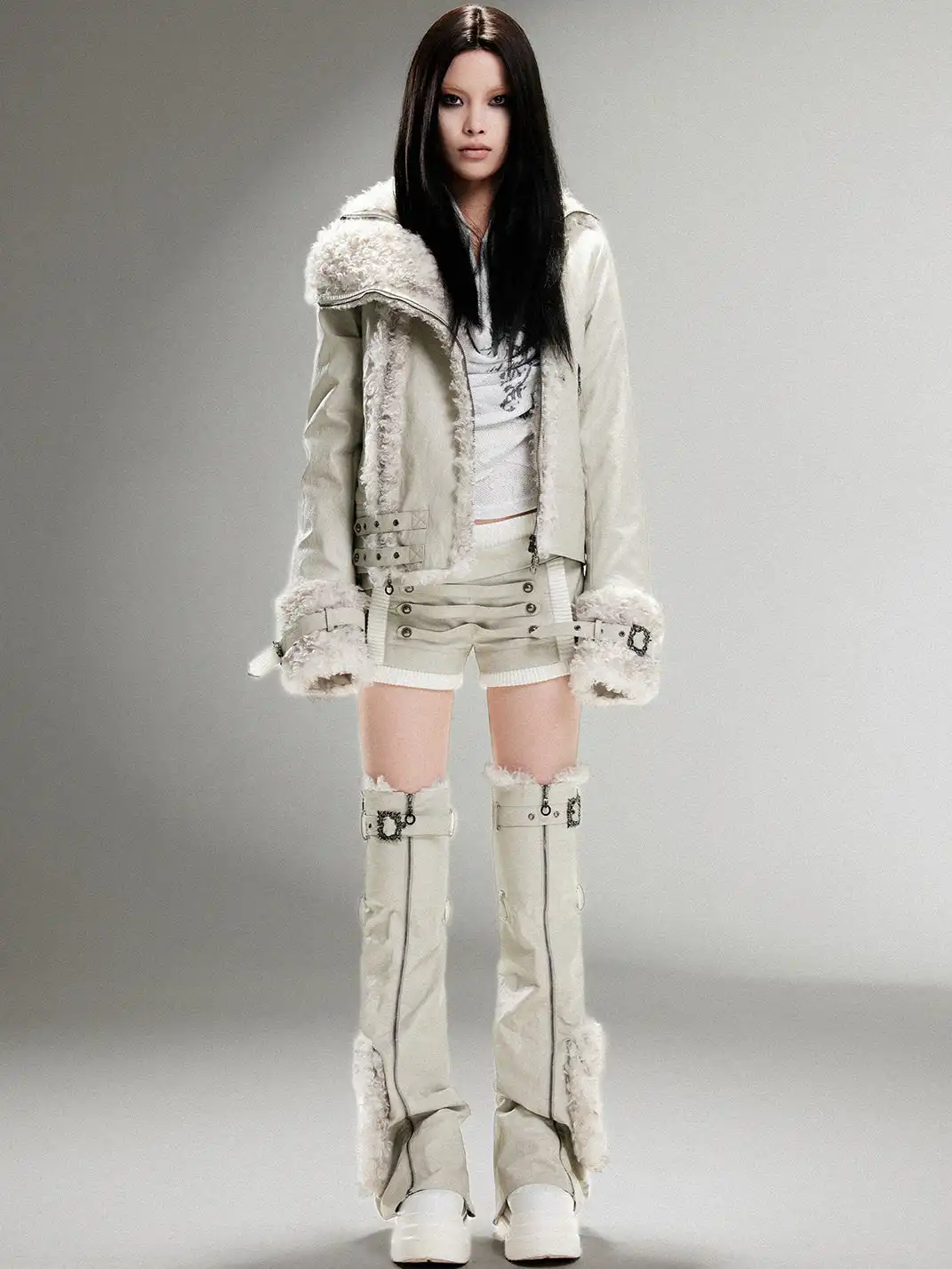 ARIADNAw | Padded Straight Leather Jacket