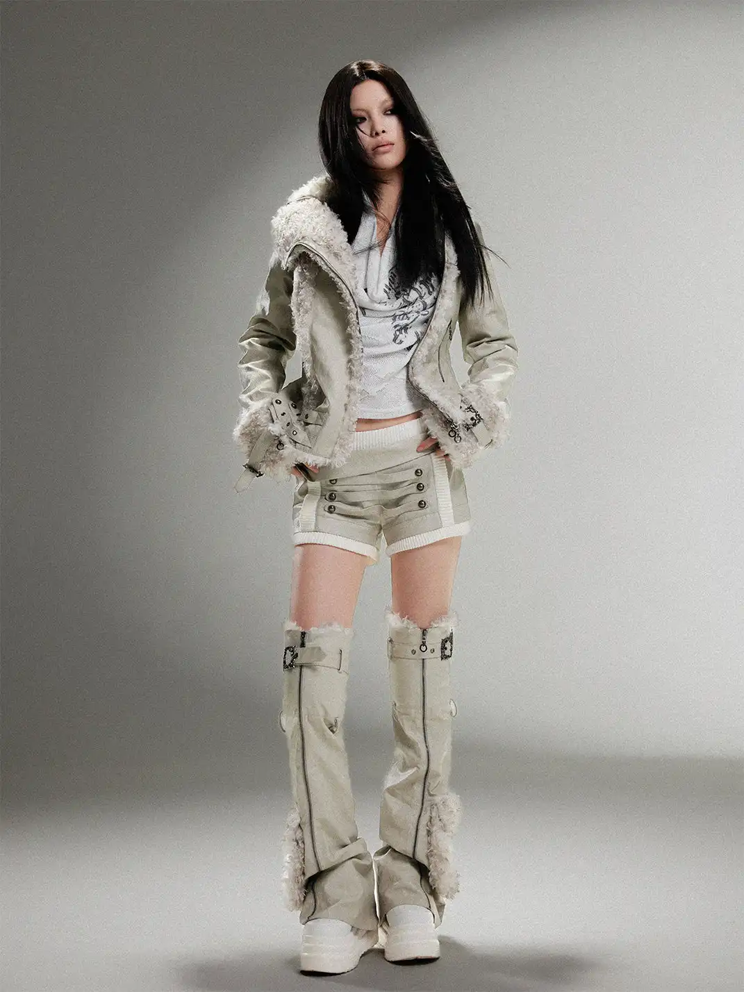 ARIADNAw | Padded Straight Leather Jacket
