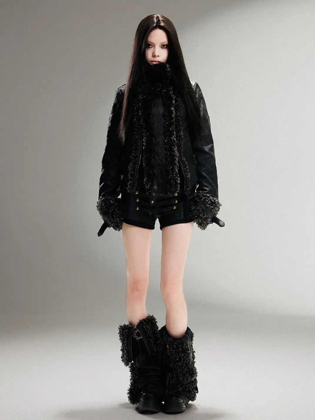 ARIADNAw | Padded Straight Leather Jacket