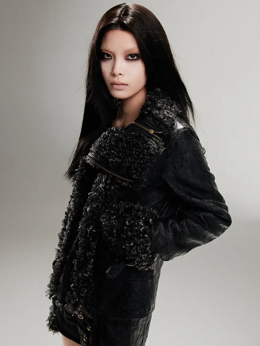 ARIADNAw | Padded Straight Leather Jacket