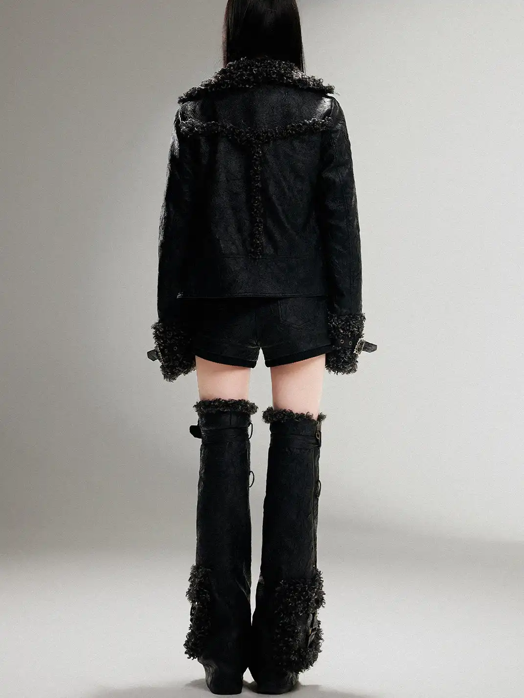 ARIADNAw | Padded Straight Leather Jacket
