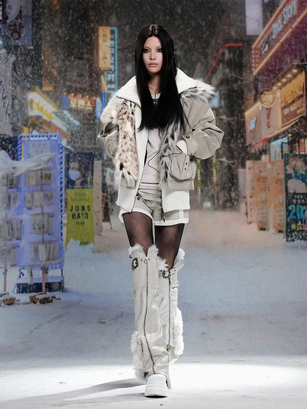 ARIADNAw | Fake Two Piece Pu Leather Jacket