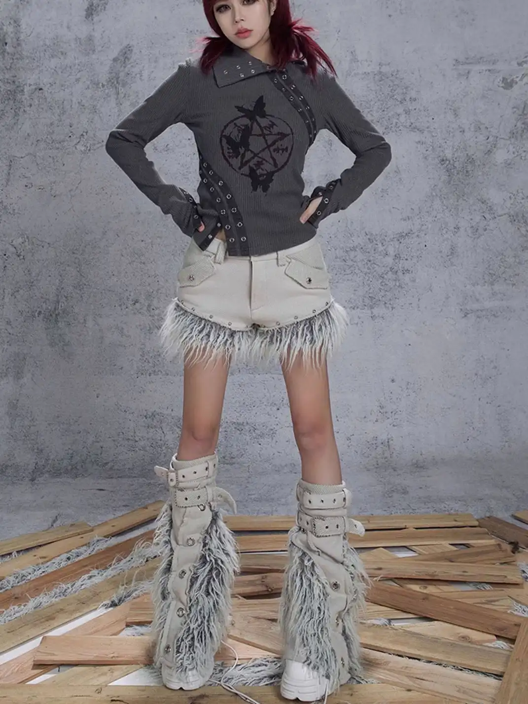 ARIADNAw | Heavy-Duty Shorts with Patchwork Design + Leg Warmers