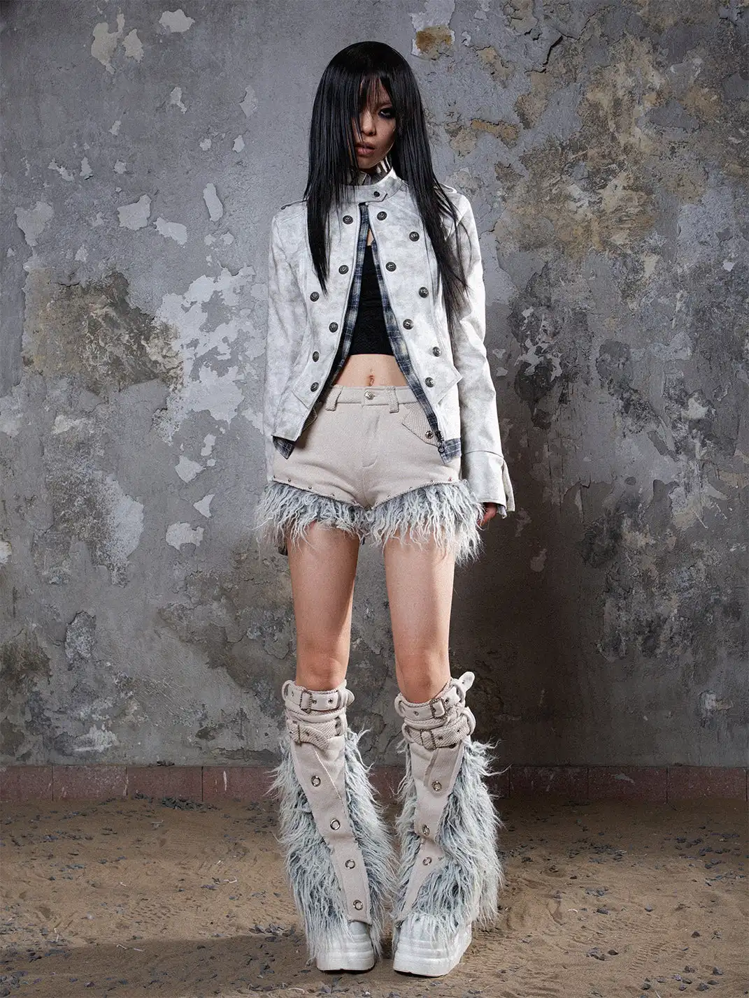 ARIADNAw | Heavy-Duty Shorts with Patchwork Design + Leg Warmers
