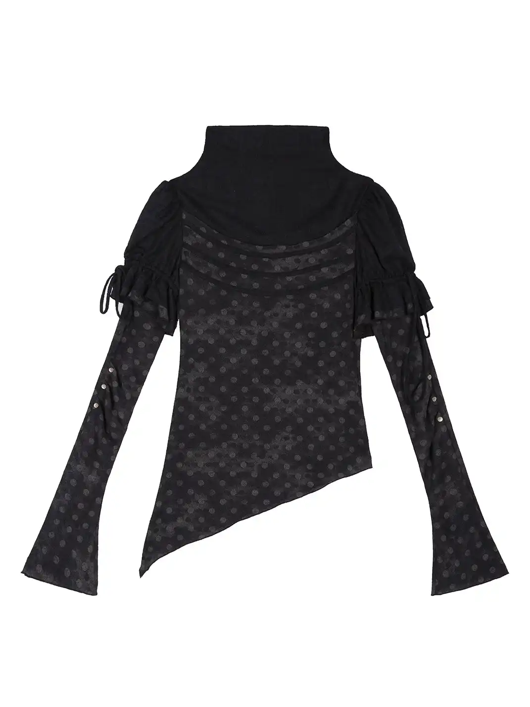 ARIADNAw | Asymmetrical Ruffle Sleeve Turtleneck Top