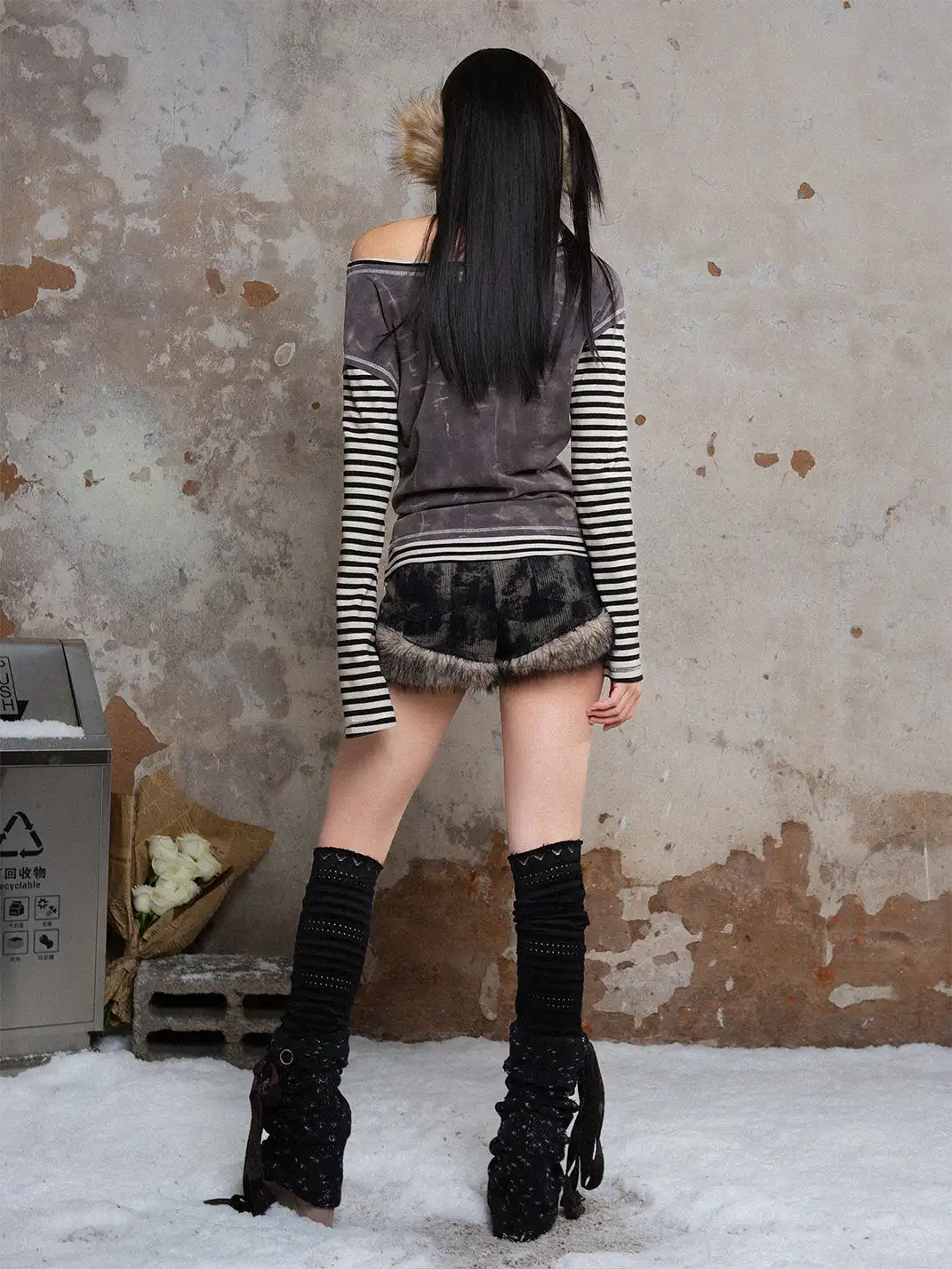 ARIADNAw | PatchWork Clashing Cross Long Sleeve Knit Top
