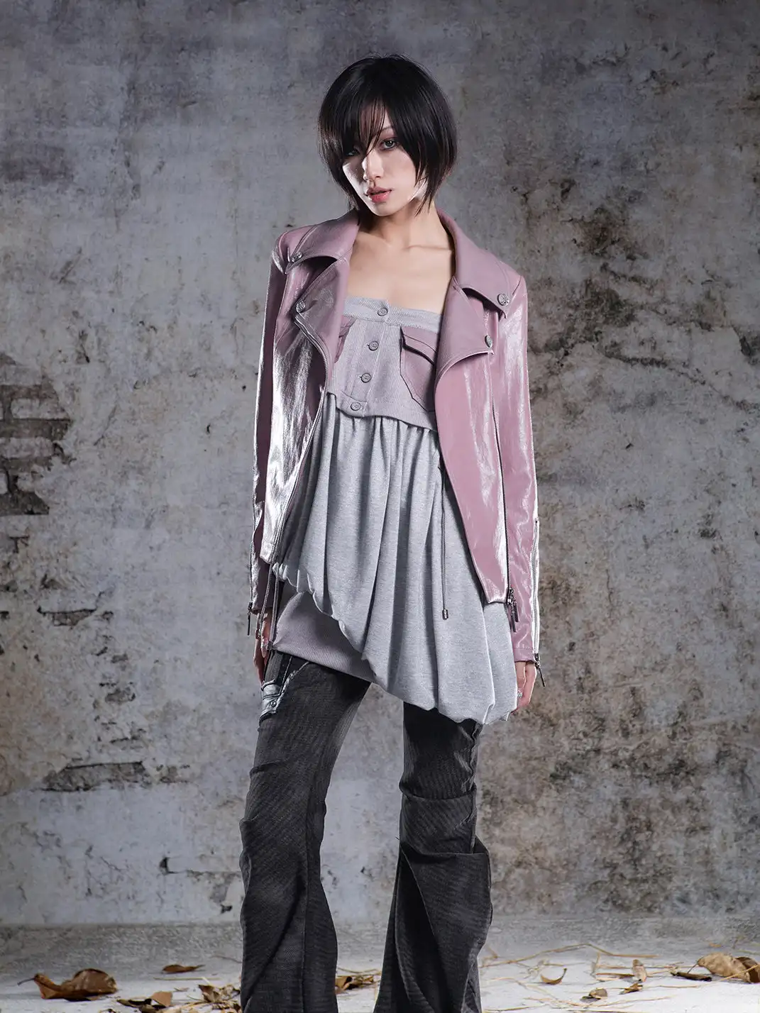 ARIADNAw | Fur Collar Stylish Slim-Fit Leather Jacket