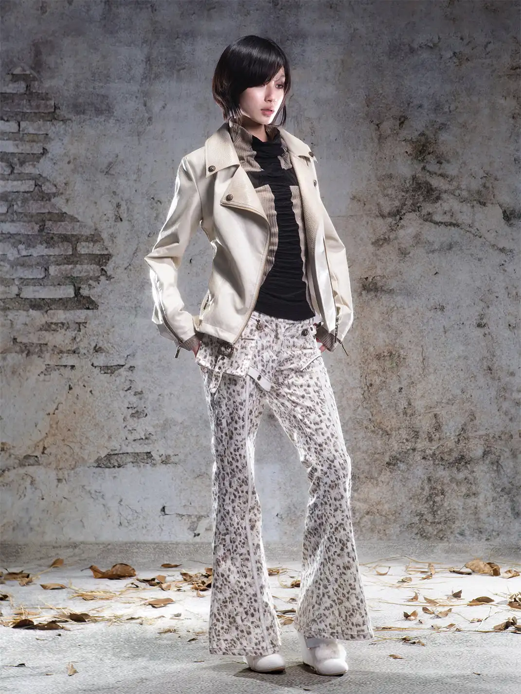ARIADNAw | Fur Collar Stylish Slim-Fit Leather Jacket