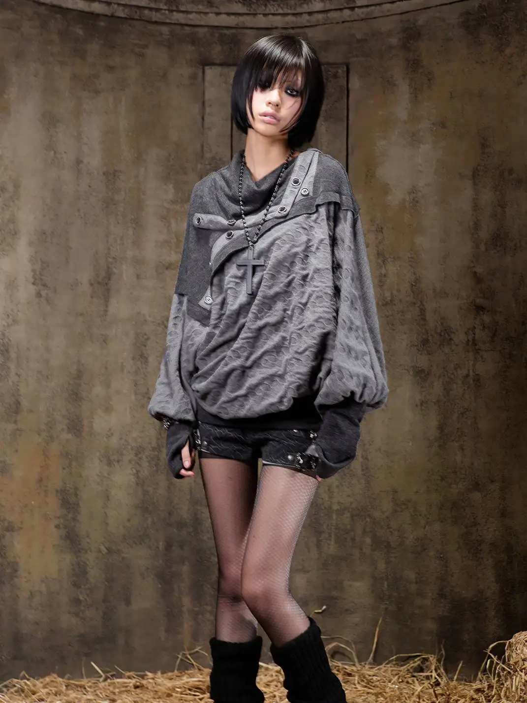 ARIADNAw | Turtleneck Batwing Sleeve Knit Top