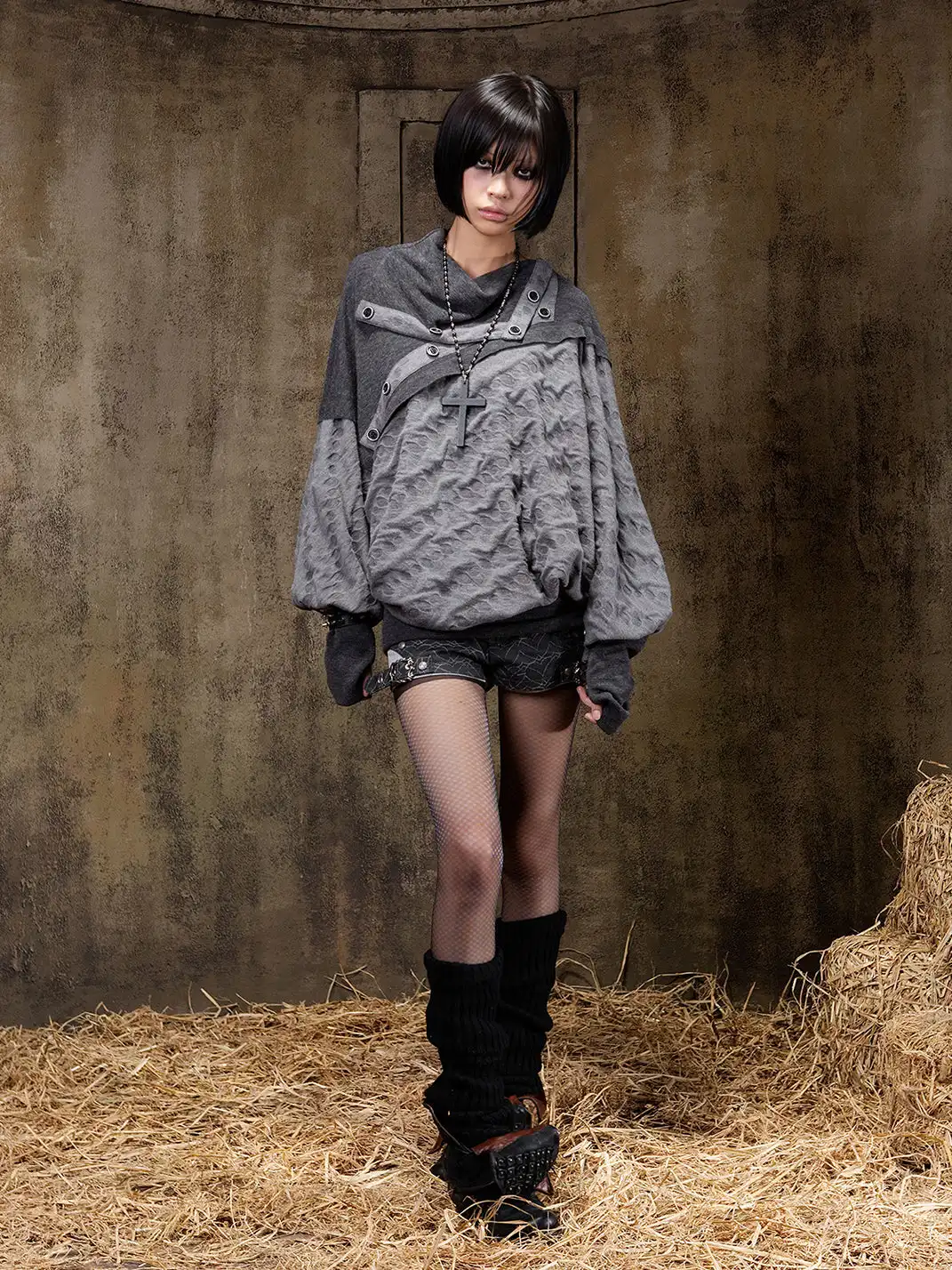 ARIADNAw | Turtleneck Batwing Sleeve Knit Top