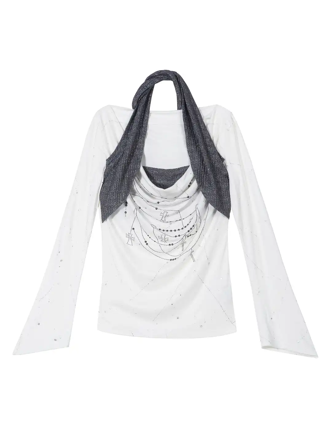 ARIADNAw | Asymmetrical Faux Two-Piece Long-Sleeve Knit Top